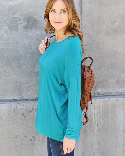 Basic Bae Full Size Round Neck Dropped Shoulder T-Shirt