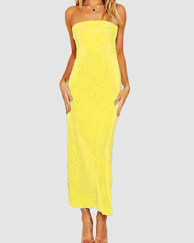 Lace-Up Back Tube Maxi Dress 