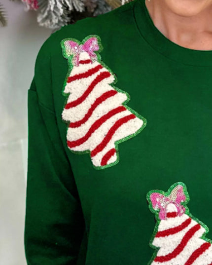Christmas Tree Sequin Long Sleeve Sweatshirt