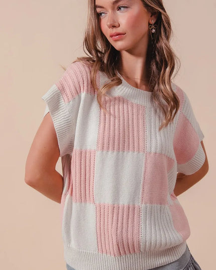 SO ME Check Plaid Casual Sweater Top