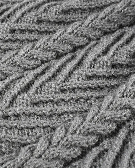 Cable Knit Solid Color Hat with Pompom