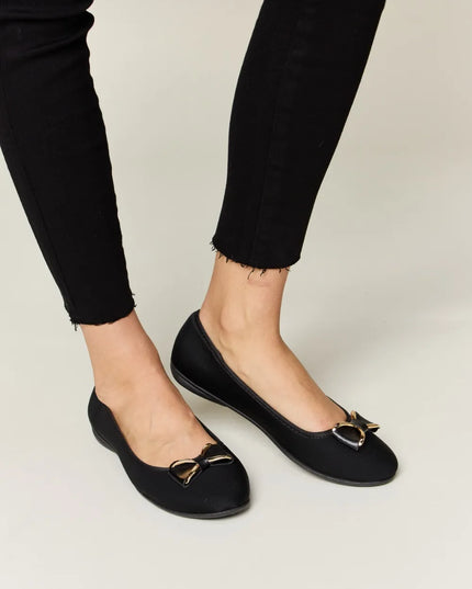 Forever Link Metal Buckle Flat Loafers CHARCOAL LYCRA