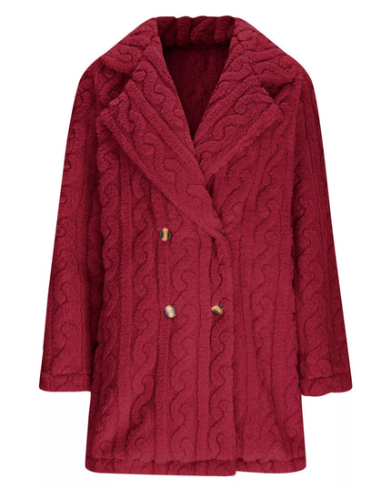 Double-Breasted Fleece Longline Coat