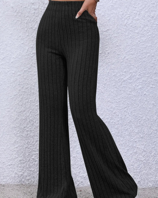 Basic Bae Full Size Ribbed High Waist Flare Pants