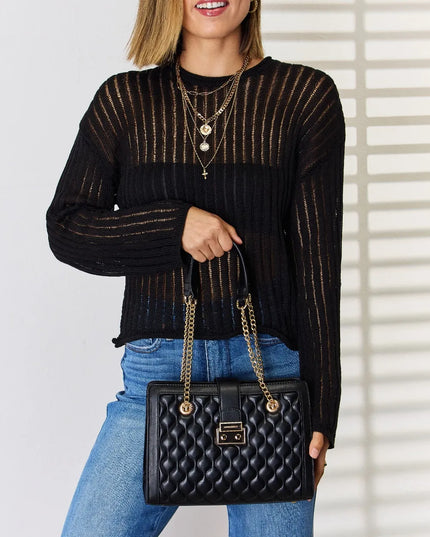 David Jones Quilted PU Leather Handbag