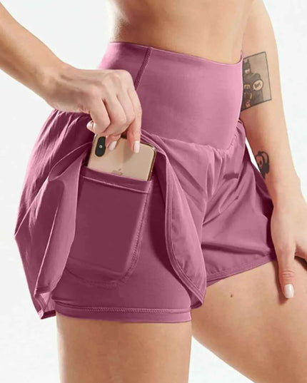 Pocketed High Waist Active Shorts