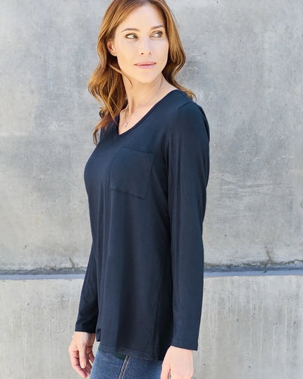 Basic Bae Full Size V-Neck Long Sleeve Top