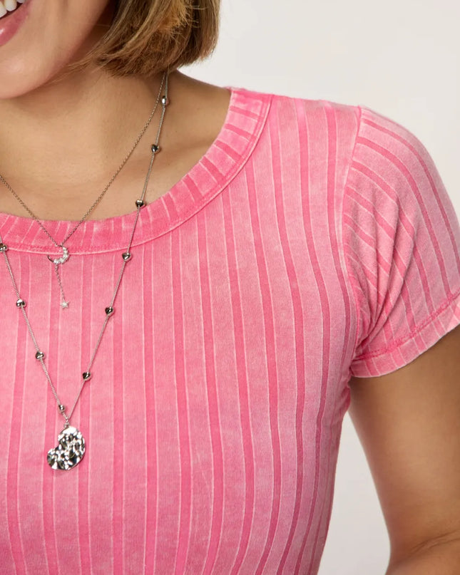 Zenana Washed Ribbed Short Sleeve Cropped T-Shirt