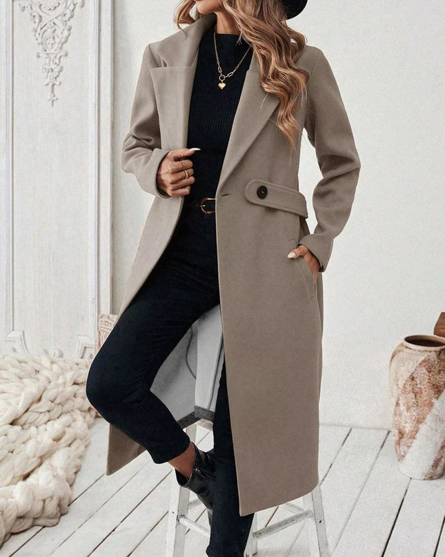 One Button Wool Blend Overcoat