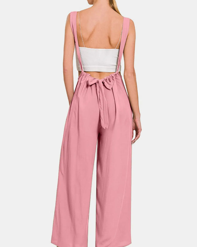 Zenana Pocketed Wide Strap Wide Leg Overalls