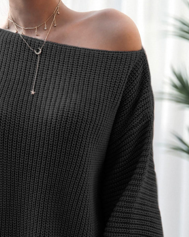 Rib-Knit Mini Sweater Dress