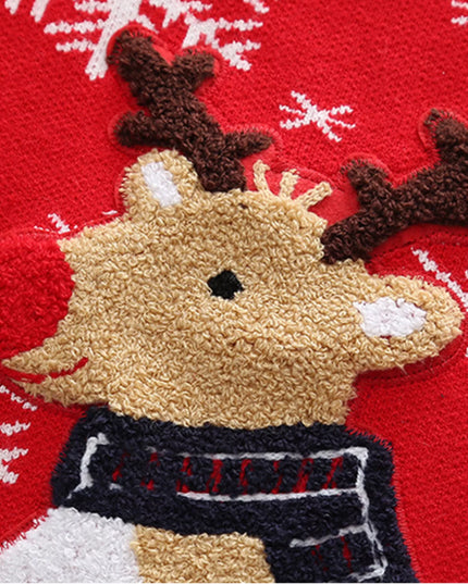 Children's Christmas Reindeer Snowflake Knitted Sweater