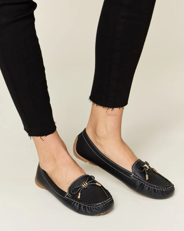 Forever Link Slip On Bow Flats Loafers BLACK