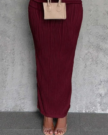 Textured Single Shoulder Bodycon Maxi Dress 
