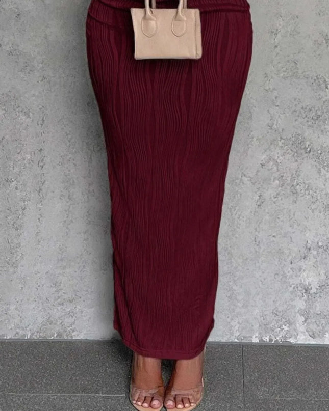 Textured Single Shoulder Bodycon Maxi Dress 