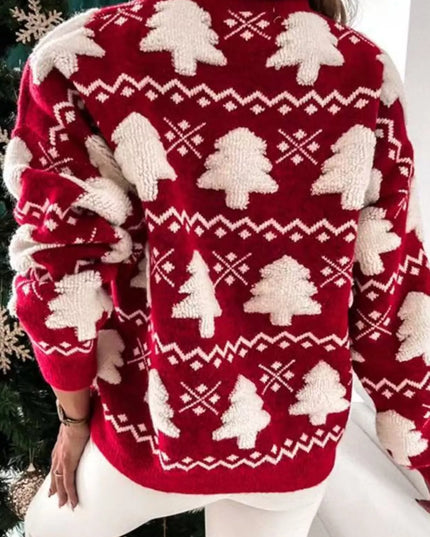 Christmas Tree Pattern Long Sleeve Sweater