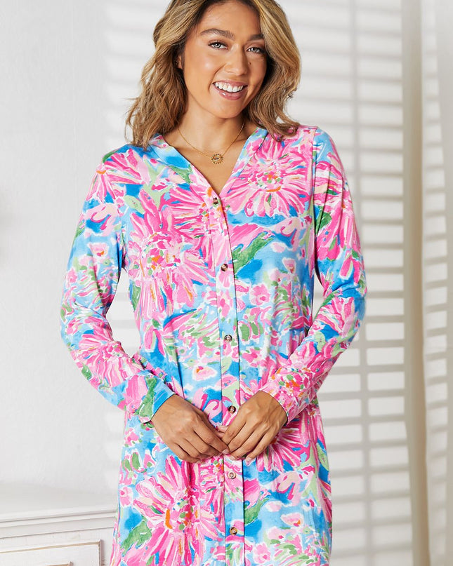 Double Take Floral Open Front Long Sleeve Cardigan