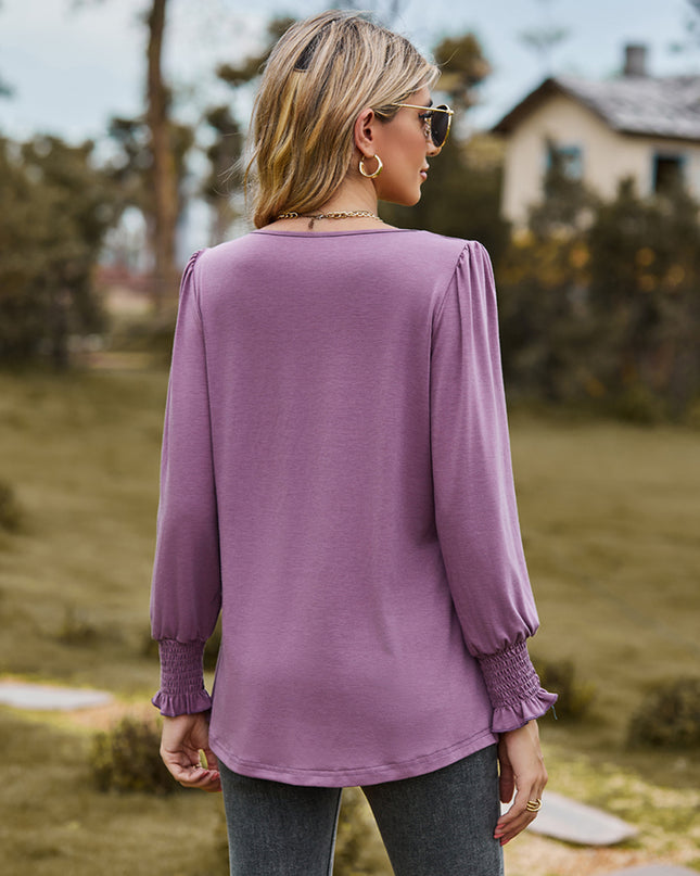 Puff Sleeve Pleated Blouse