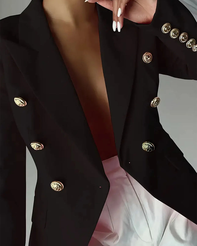 Decor Button Lapel Collar Blazer