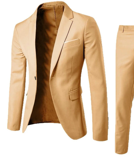 Men's Full Size Slim Fit One Button Top and Pants Two-Piece Blazer Set Plus Size Sherbet