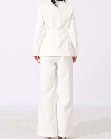 Flower Long Sleeve Blazer and Pants Set