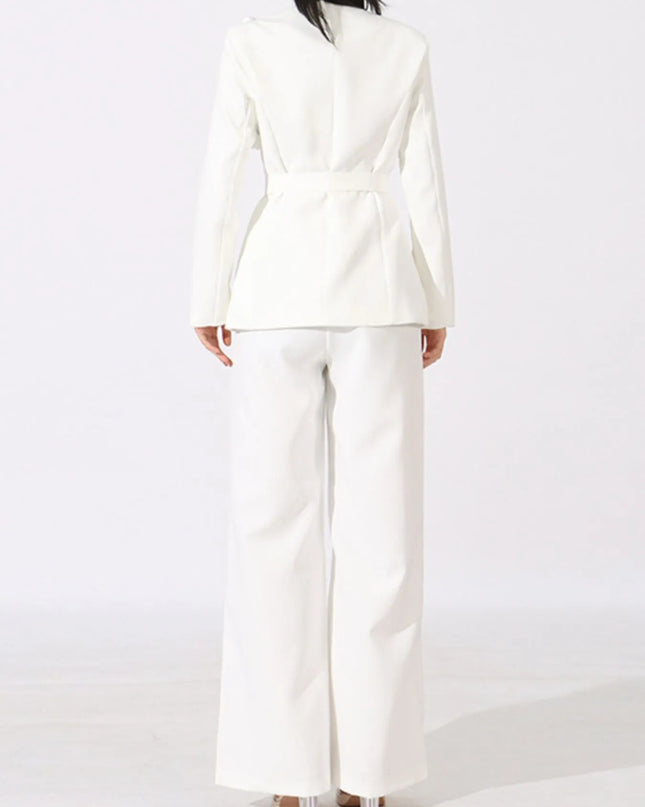 Flower Long Sleeve Blazer and Pants Set