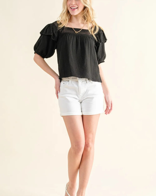 And The Why Square Neck Ruffled Blouse 