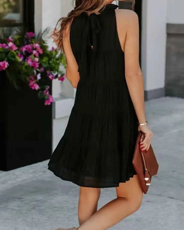 Tiered Sleeveless Tie Back Mini Dress
