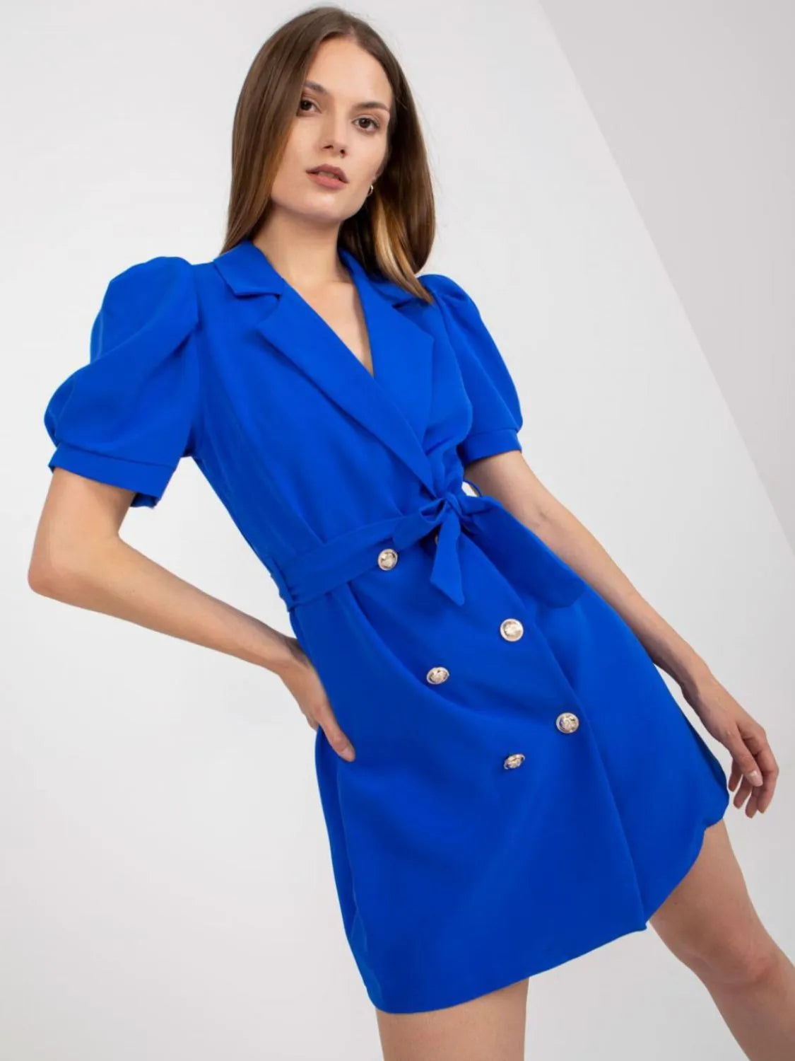 Tie Waist Short Sleeve Blazer Dress