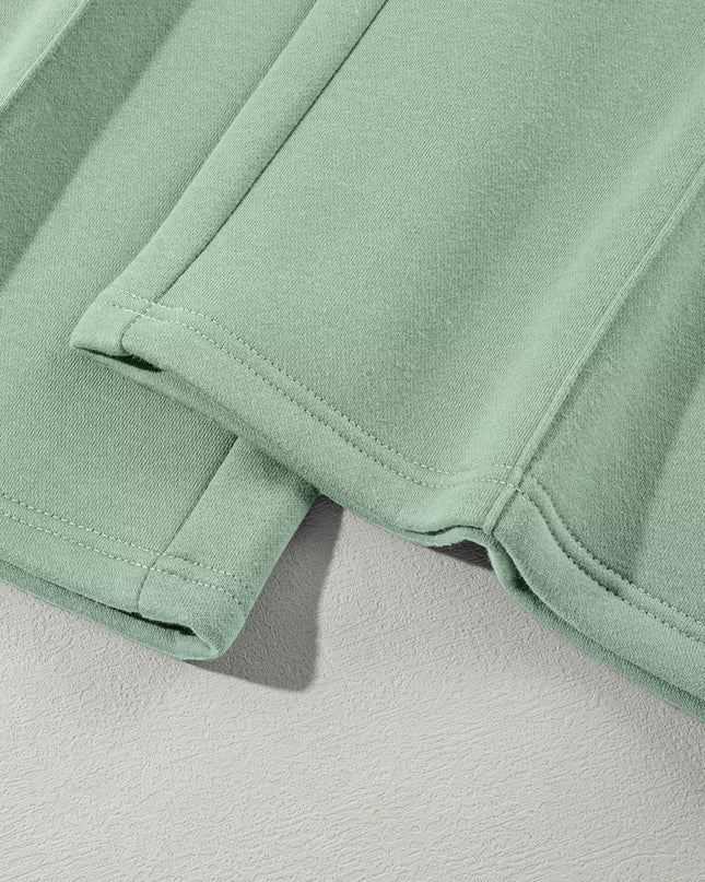 Drop Shoulder Zip Up Jacket and Drawstring Pants Active 2pcs Set