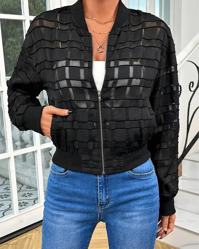 Zip Up Baseball Collar Outerwear