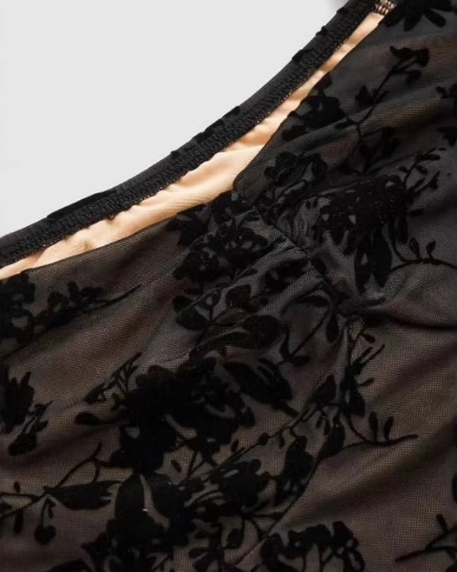 Lace Flare Sleeve Mini Dress