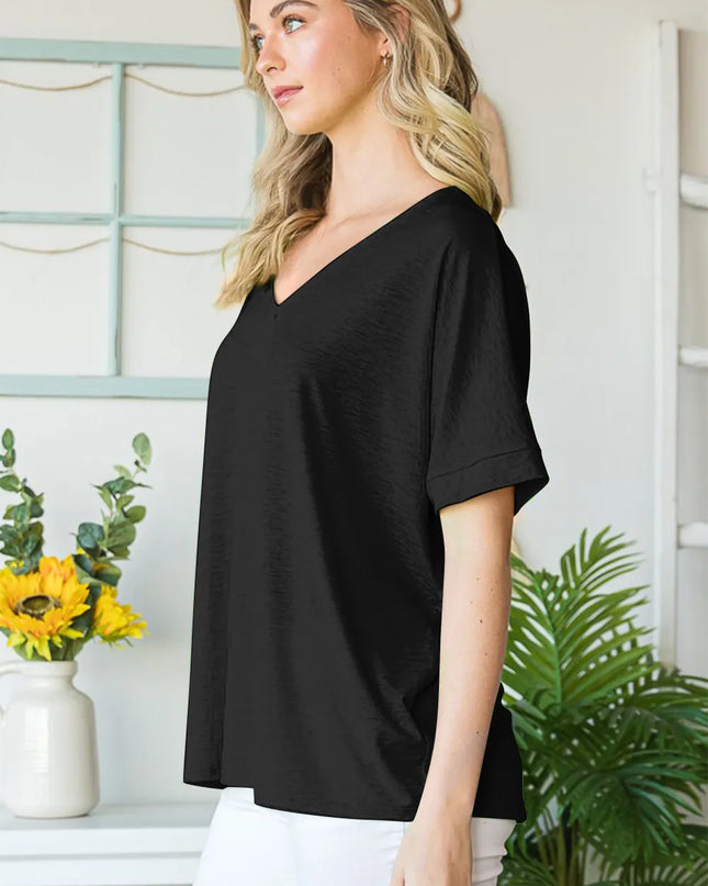 Heimish Full Size V-Neck Short Sleeve T-Shirt