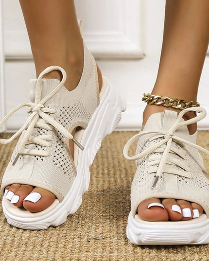 Open Toe Lace Up Sandals 