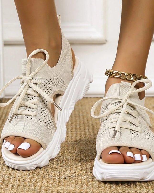 Open Toe Lace Up Sandals 