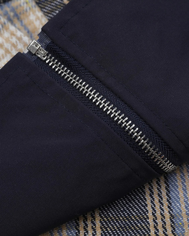 Men's Plaid Button Up Long Sleeve Jacket