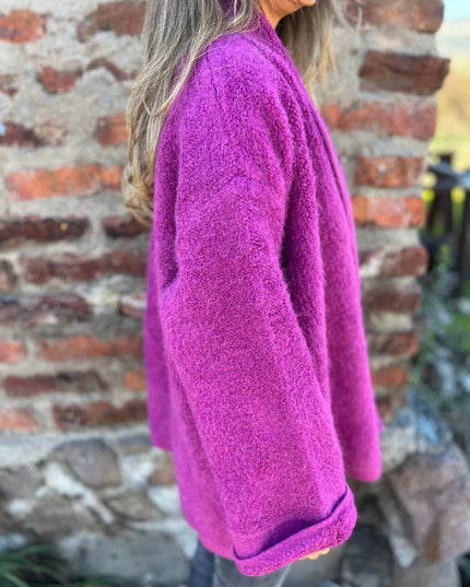 Open Front Long Sleeve Fluffy Jacket