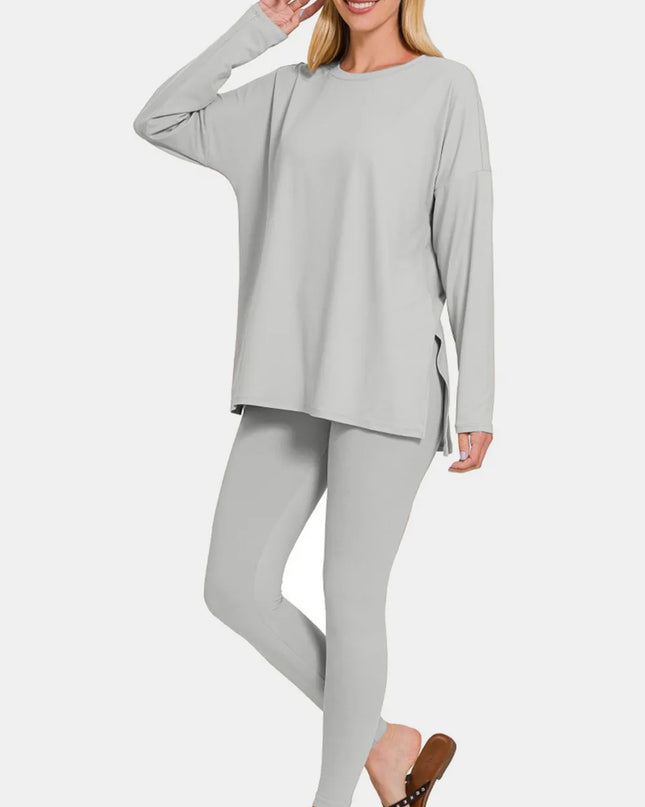 Zenana Full Size Brushed Microfiber Top and Leggings Lounge Set