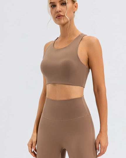 Round Neck Cutout Cropped Active Tank 