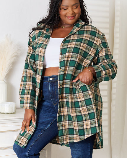 Mandy Plaid Collared Neck Long Sleeve Shirt