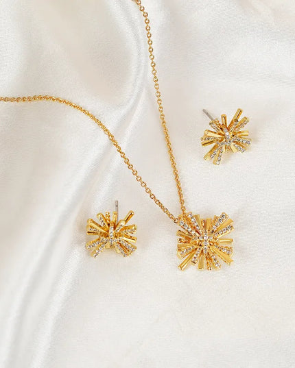 Starburst Gold-Plated Earrings and Necklace Set
