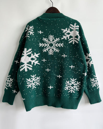 Snowflake Pattern Dropped Shoulder Sweater