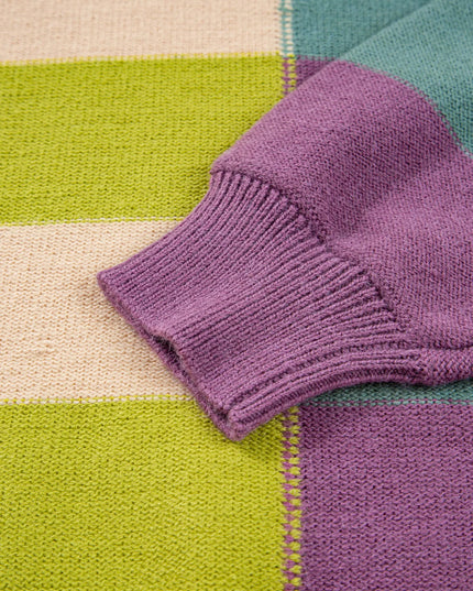 Stripe Drop Shoulder Ribbed Edge Sweater