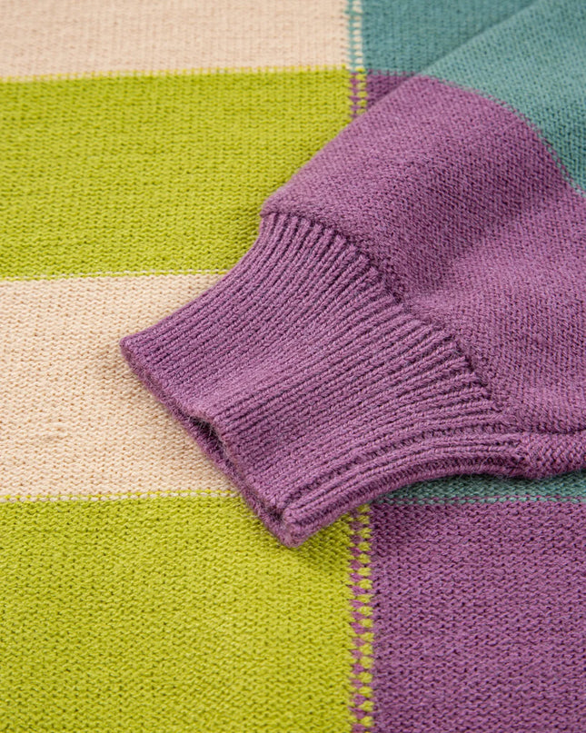 Stripe Drop Shoulder Ribbed Edge Sweater