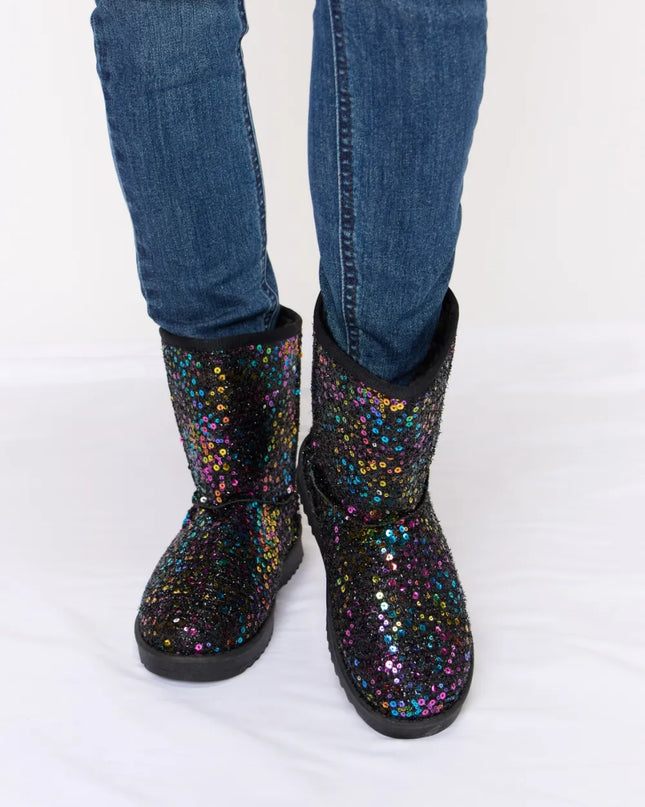 Forever Link Sequin Thermal Flat Boots MULT BK