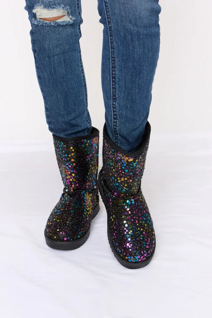 Forever Link Sequin Thermal Flat Boots MULT BK