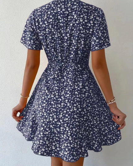 Floral Flutter Sleeve Wrap Mini Dress