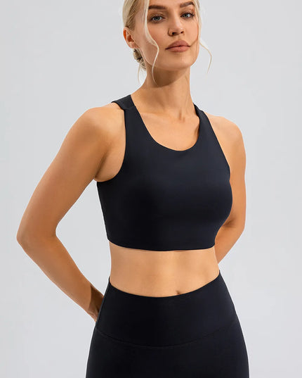 Round Neck Cutout Cropped Active Tank 