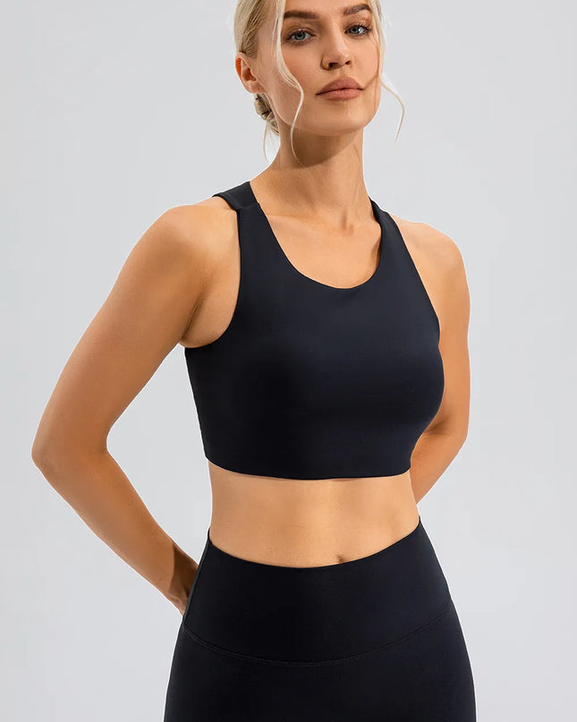 Round Neck Cutout Cropped Active Tank 
