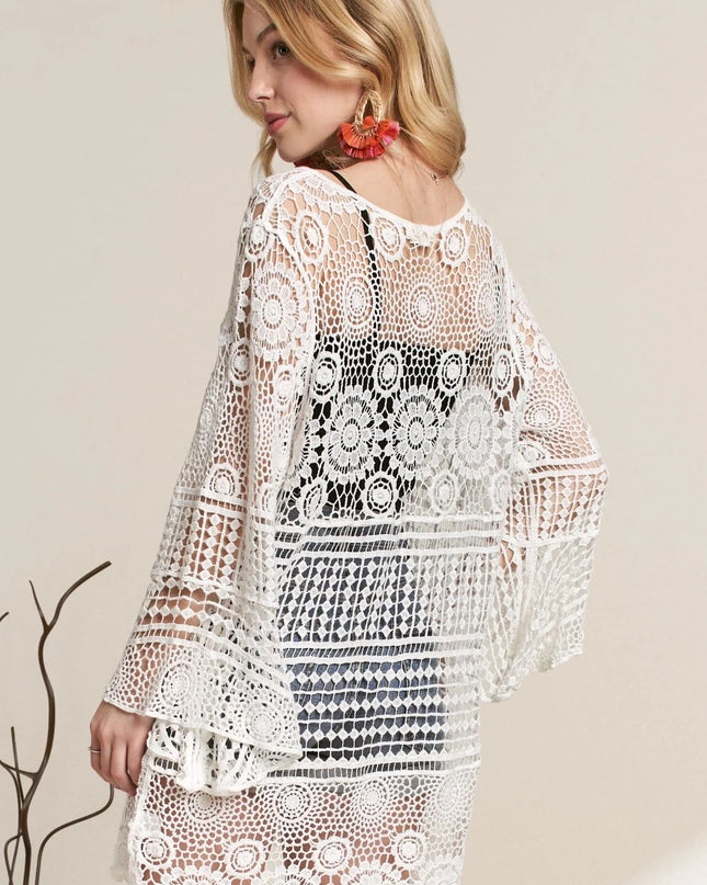 ADORA Front Lace Up Crochet Cover Up 